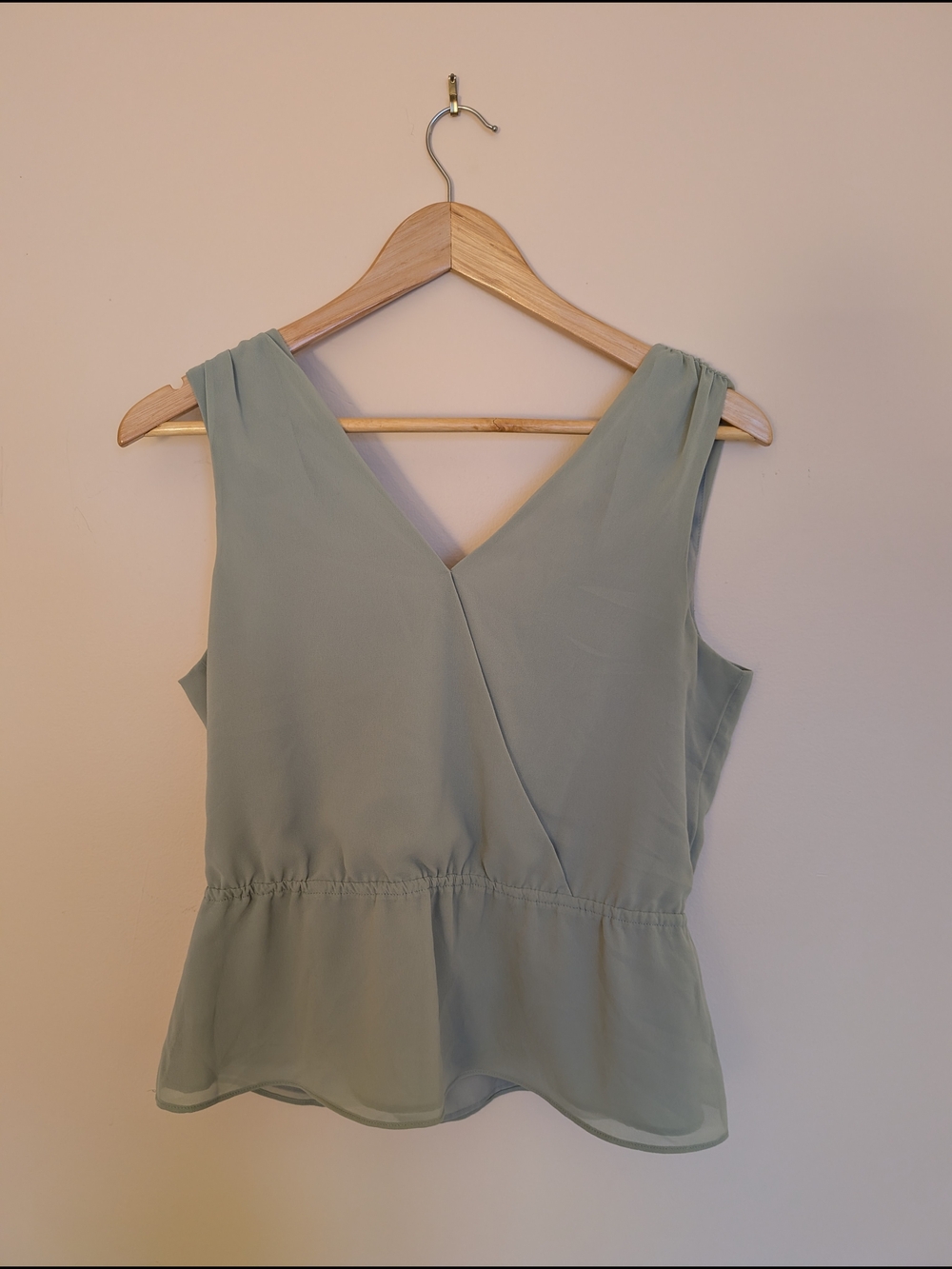 Banana Republic Sage Green V-Neck Sleeveless Wrap Peplum Camisole